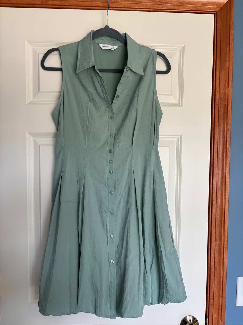 Nine West Sleeveless Button-Front Midi Dress in Sage Green